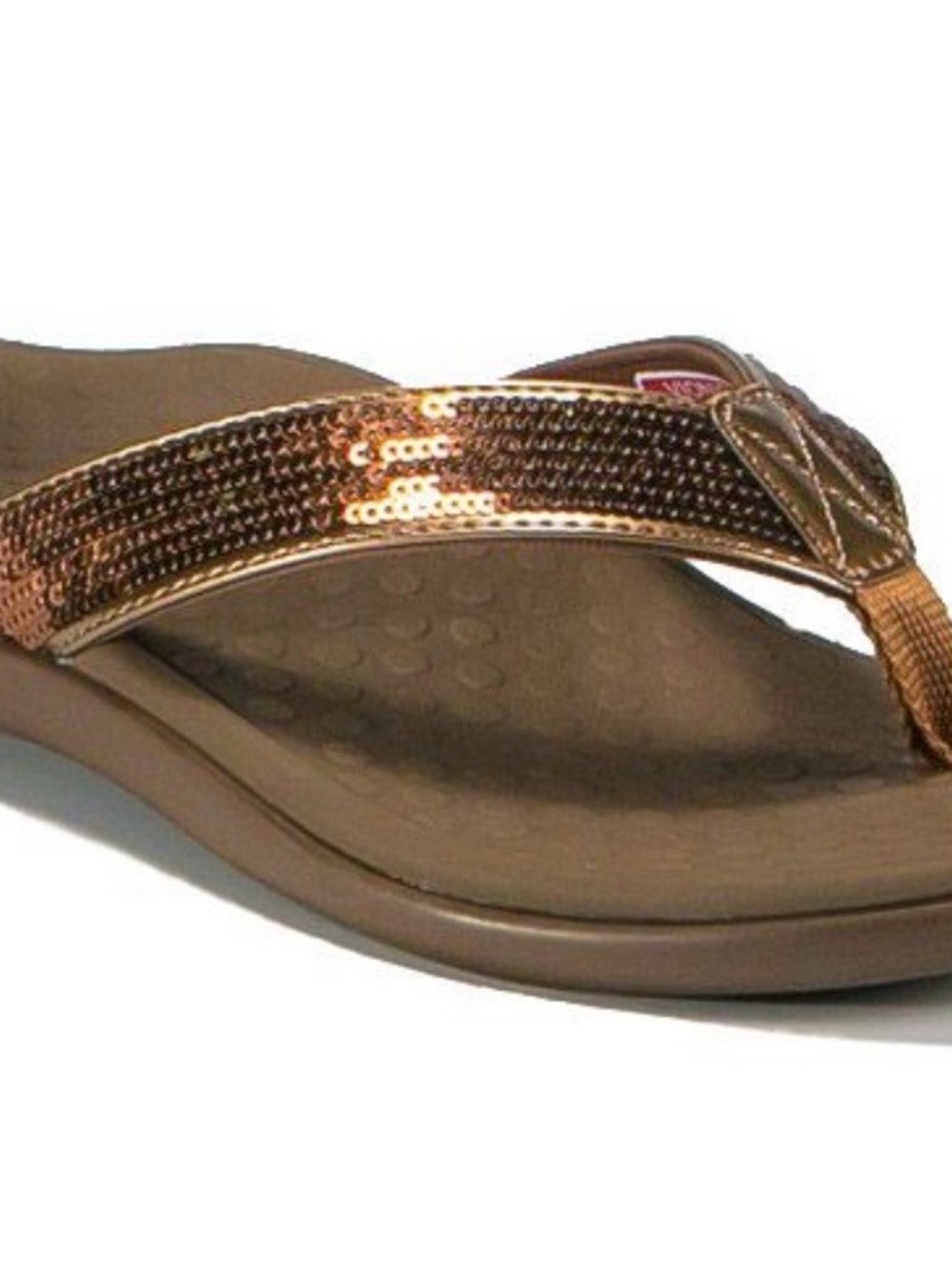 Vionic tide Brown Sequin Strap Flip Flop Sandal 11